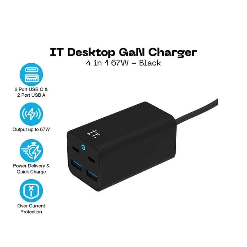 IT Desktop GaN Charger 4 in 1 67W - Black